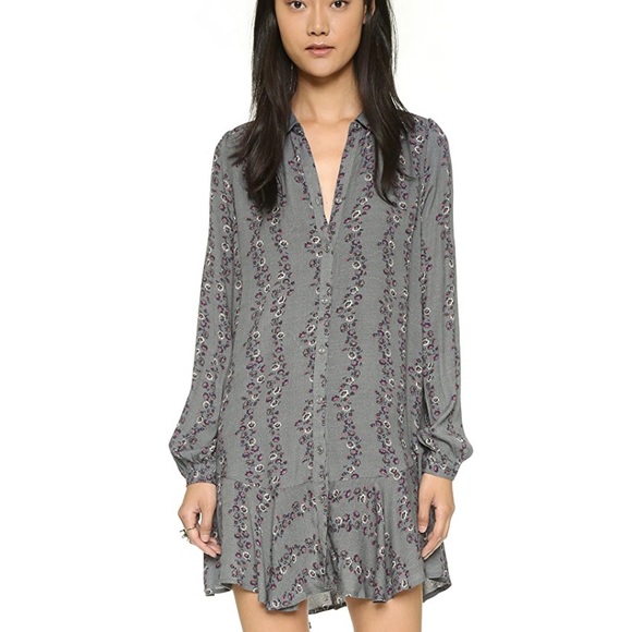 Free People Dresses & Skirts - Free People Slubby Crinkle  Floral Shirtdress